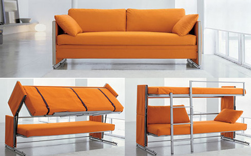 It's a comfy couch which converts into a double-deck bed – something you can 