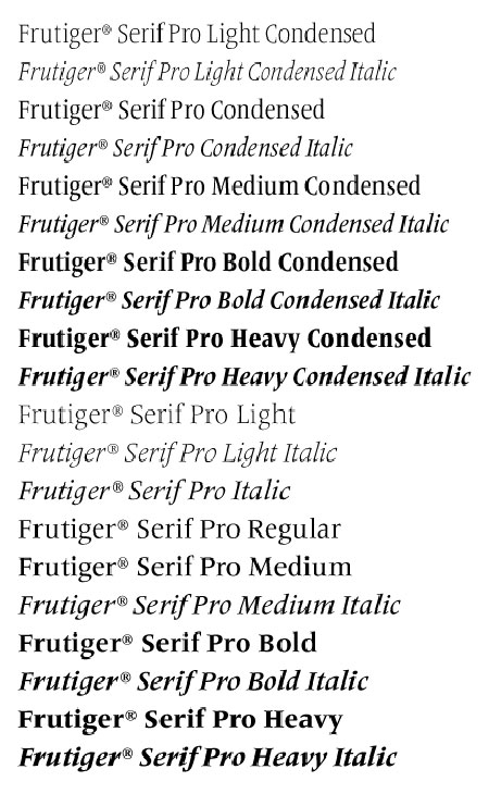 frutiger serif styles