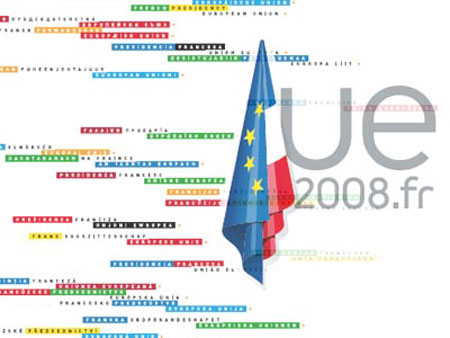 A logo for the french presidency of the UE
