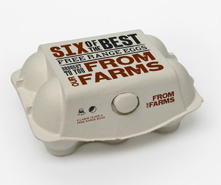 From Our Farms, lovely typographic egg packaging.