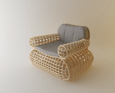 Doeloe Lounge Chair and Pretzel Bench by Abie Abdillah