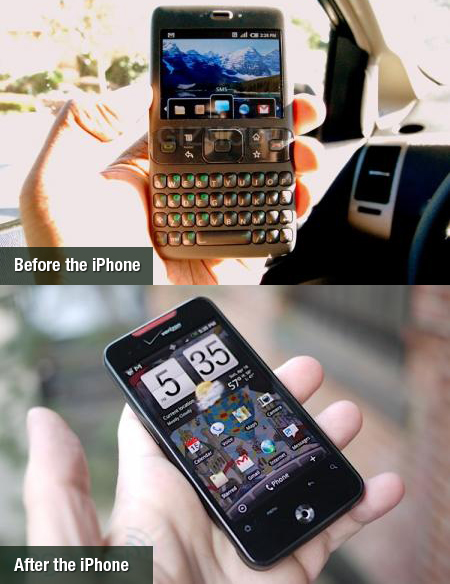 Android devices design before and after the iPhone/iPad