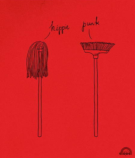 Hippie vs Punk illustration