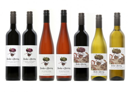 Snake + Herring wine labels