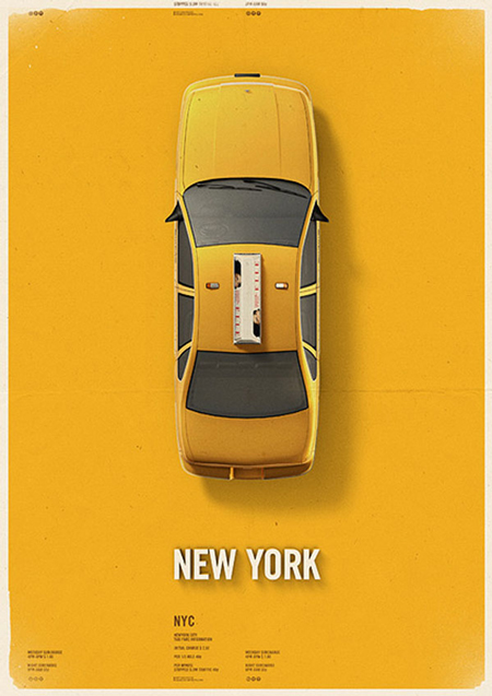 City Cab Poster by Mehmet Gozetlik