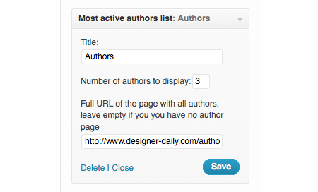 WordPress plugin: most active authors widget