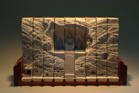 Carved Book Landscapes by Guy Laramee