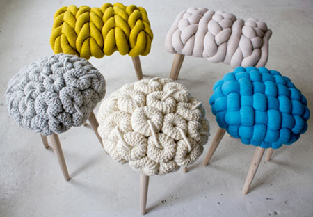 Knitted chairs by Claire-Anne O’Brien