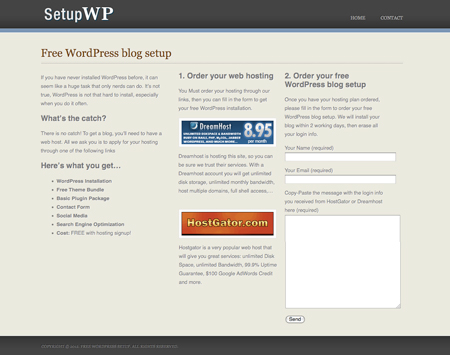 Get your installation of WordPress for free