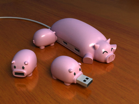 Pig buddies USB hub & USB drives