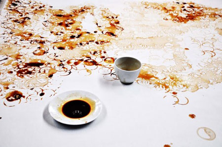 Artworks with coffee cups