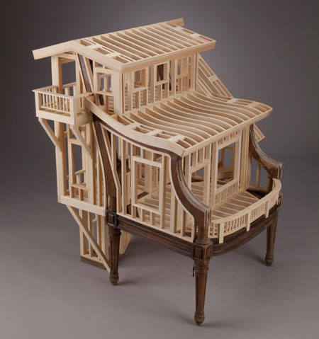 Small house frames out of wood by Ted Lott