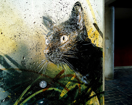 Stencil street art by C215