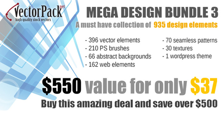 Mega design bundle 3 from Vectorpack.net available for only $37!