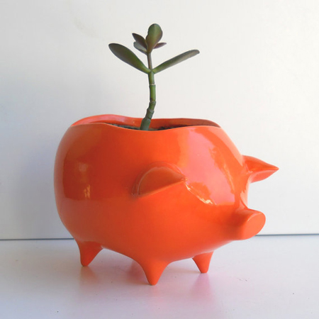 Ceramic pig planter