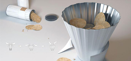 Expanding potato chip cylinder