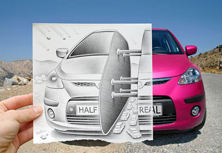 New pencil vs camera artworks by Ben Heine