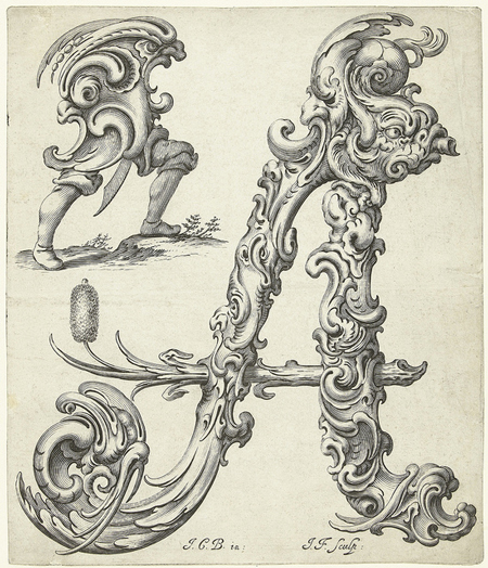 Stylised 17th century floriated letterforms