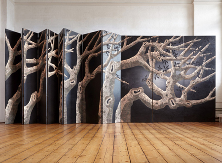 Carved wood panels by Zoé Ouvrier