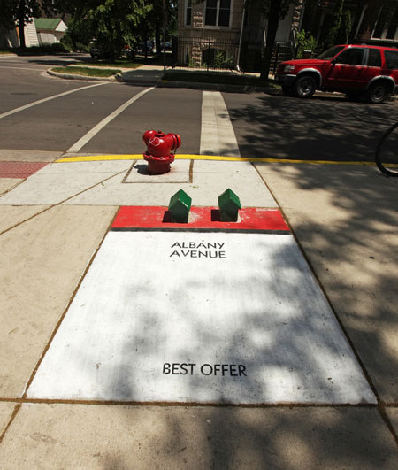 Street art turns Chicago sidewalks into an alternative Monopoly game