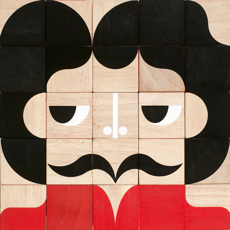 Interchangable wooden block portraits by Miller Goodman