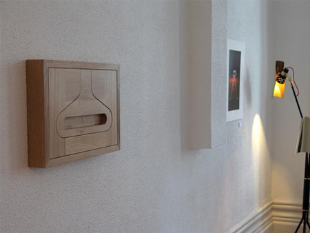 Wall-mounted valet hanger and shelf by Diogo Frias