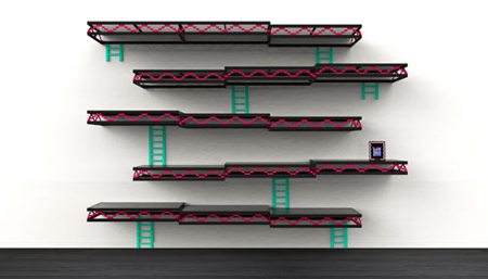 Donkey Kong inspired wall shelving