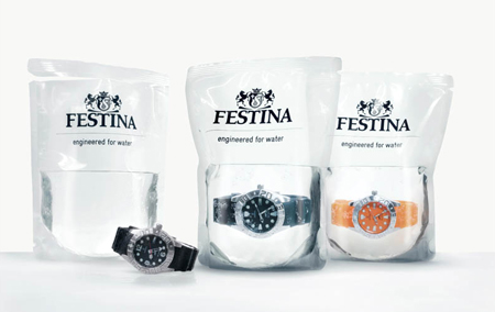 Waterproof watches packaged… in water