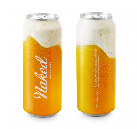 Naked beer packaging