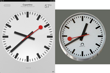 iOS clock “inspired” by the Swiss Railway Clock