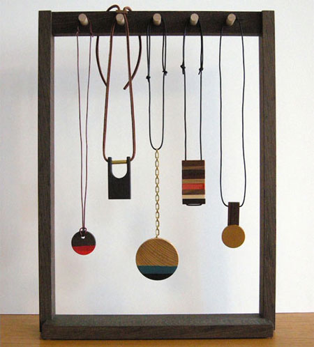 Modern wood and brass jewelry by Jason Lees Design