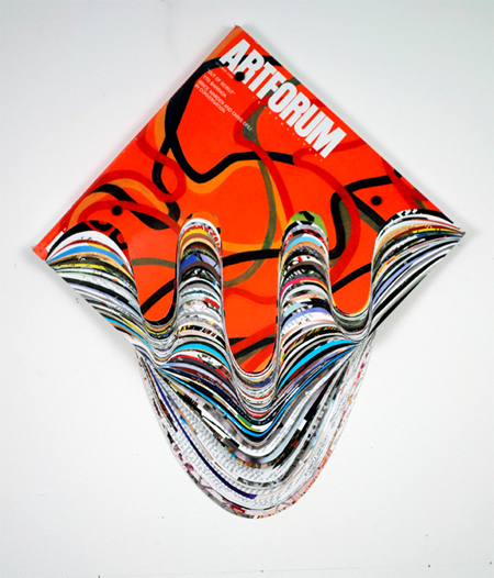 Artforum magazines carved into dripping waves of color by Francesca Pastine