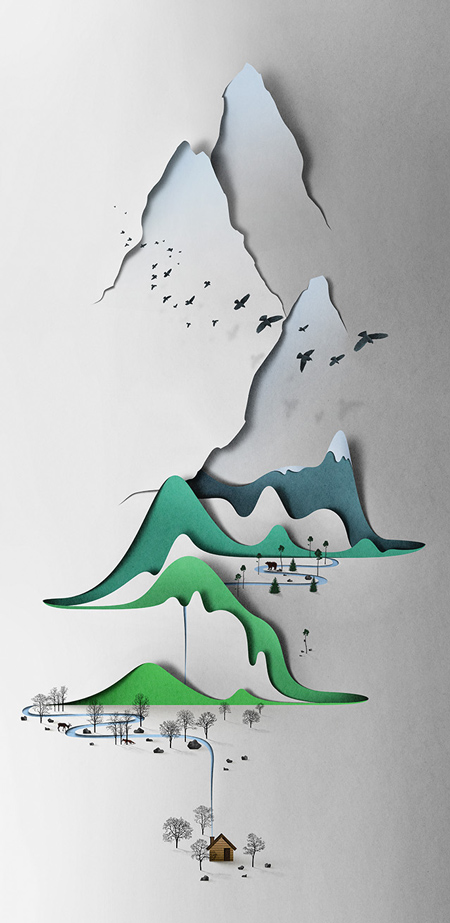 Paper landscape illustrated by Eiko Ojala