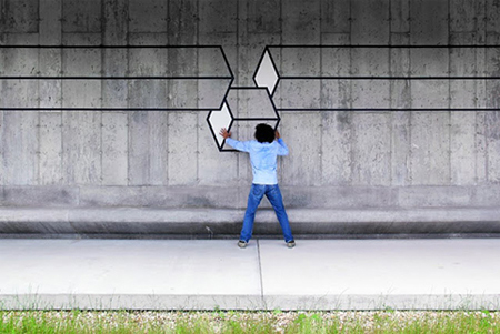 Geometric street art by Aakash Nihalani