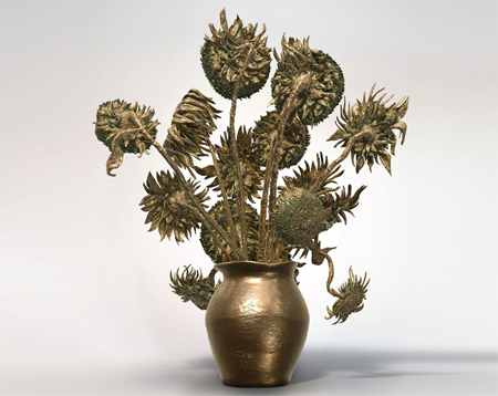 3D printed sculptural replica of vincent van gogh’s sunflowers