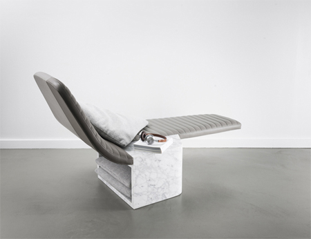 Leather & marble lounge chair