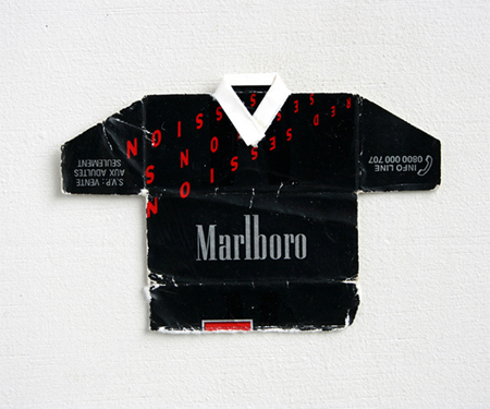 Old cigarette packets turned into football kits