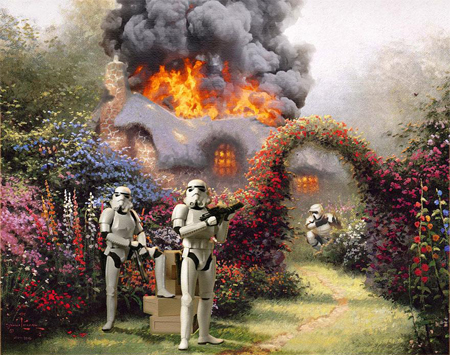 Bizarre mash-ups of Star Wars and Kinkade paintings