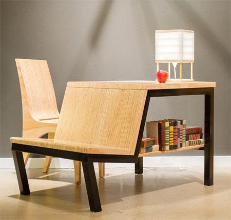 Multifunctional desk-turned-dining table for small spaces