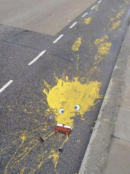 street art spongebob
