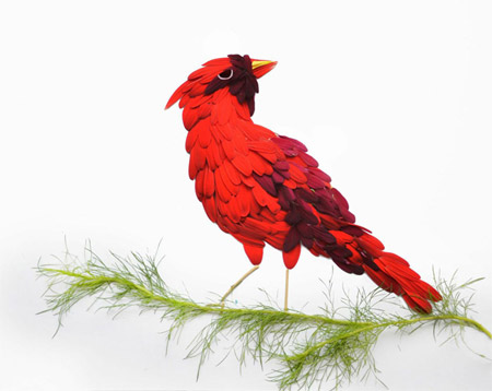 Beautiful birds made of flowers