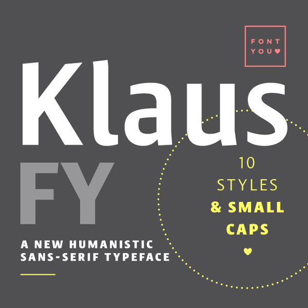 Get the Klaus FY font family for only $27