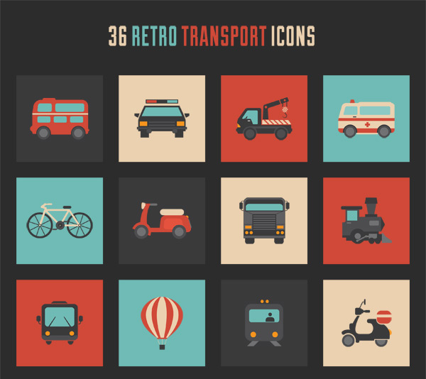 Freebie: Retro transport icon set