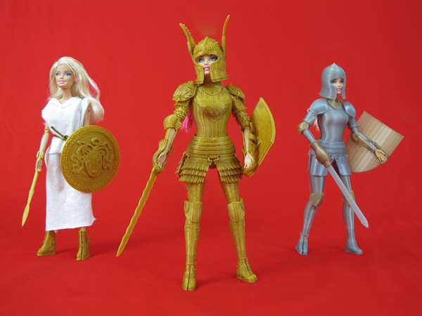 3D printed medieval armor for Barbie dolls