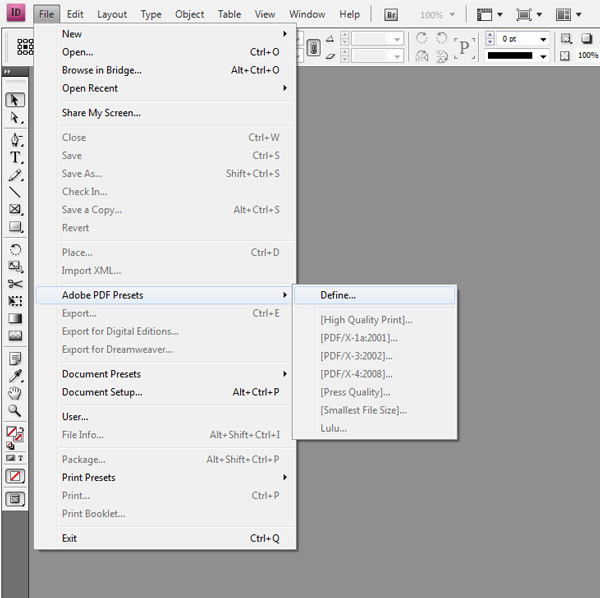 How to import PDF presets in Adobe InDesign