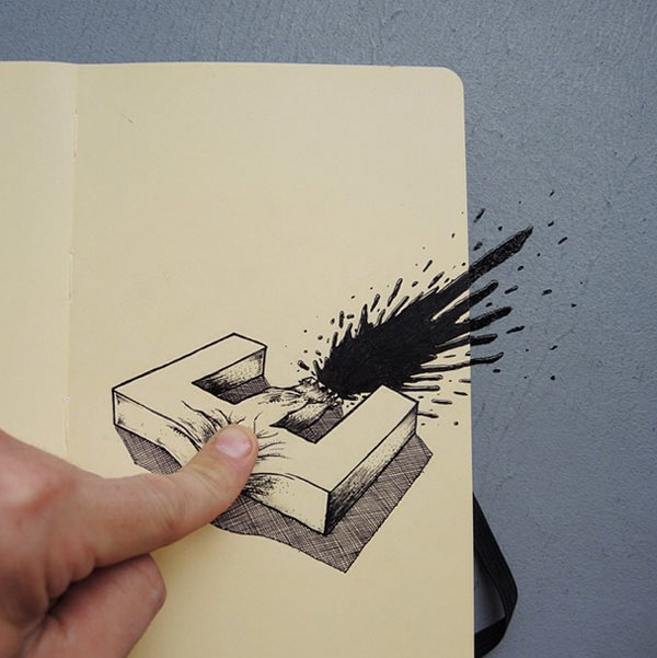 3D typography that interacts with reality