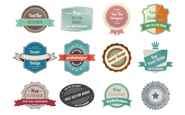 Colorful Vintage Vector Labels