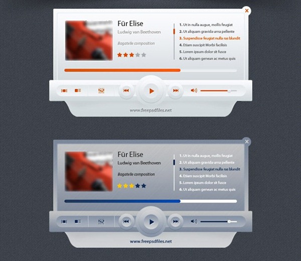 Music Player PSD Mockup