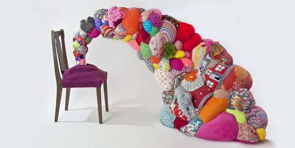 Recycled textiles sculptures by Hoda Zarbaf