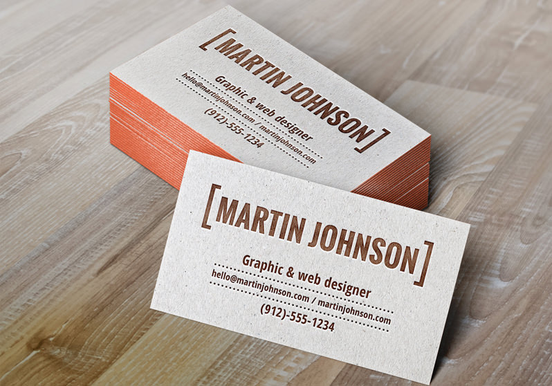 Letterpress Business Cards MockUp